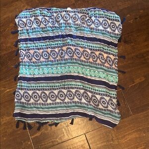 Surf Gypsy Blue and White Patterned Swim Coverup